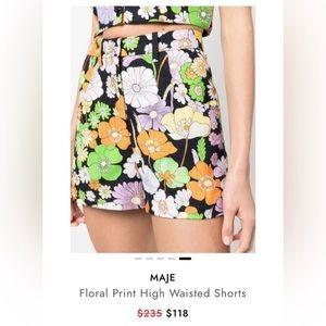 Floral High Waist Maje Shorts